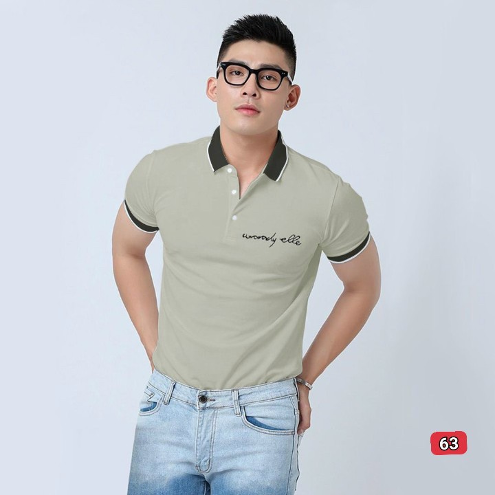 Áo thun có cổ nam cao cấp màu xanh, áo polo họa tiết thiết kế trẻ trung,thoải mái khi mặc-Black fashion shop-at63