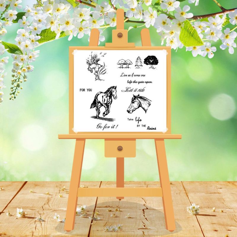 Con Dấu Trong Suốt Hình Chú Ngựa Dùng Trang Trí Sổ Tay / Thẻ / Giáng Sinh