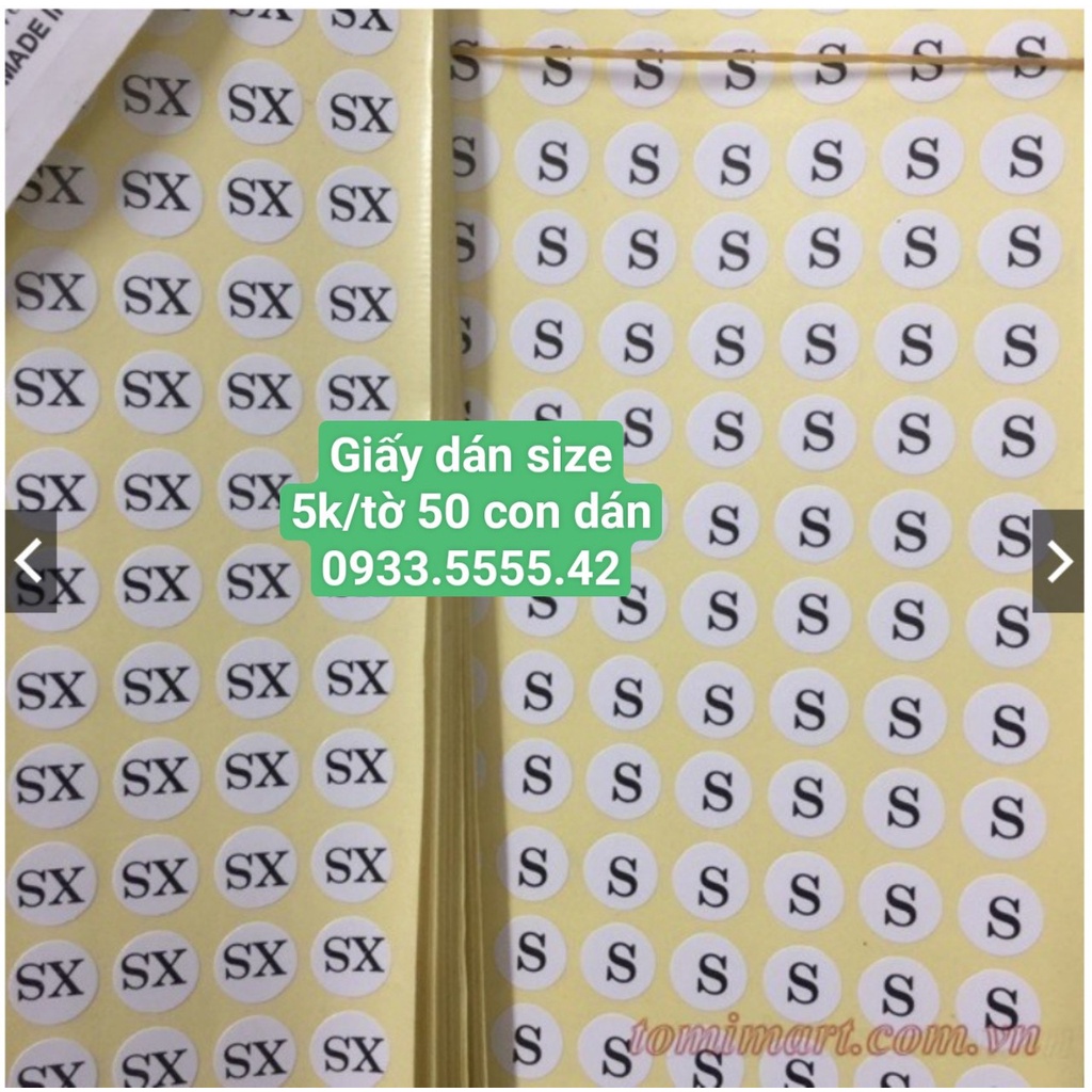 giấy dán size, dán số mác quần áo {FREE SHIP-RẺ] giá rẻ hàng đẹp