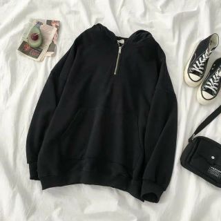 Áo hoodie khóa đen