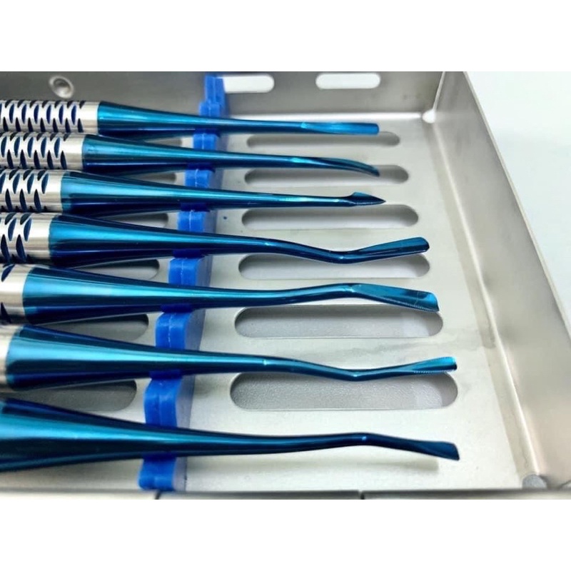 Bộ nạy nhổ răng không sang chấn plasma xanh Tulit German bảo toàn vách xương ổ răng, hộp 7 cây