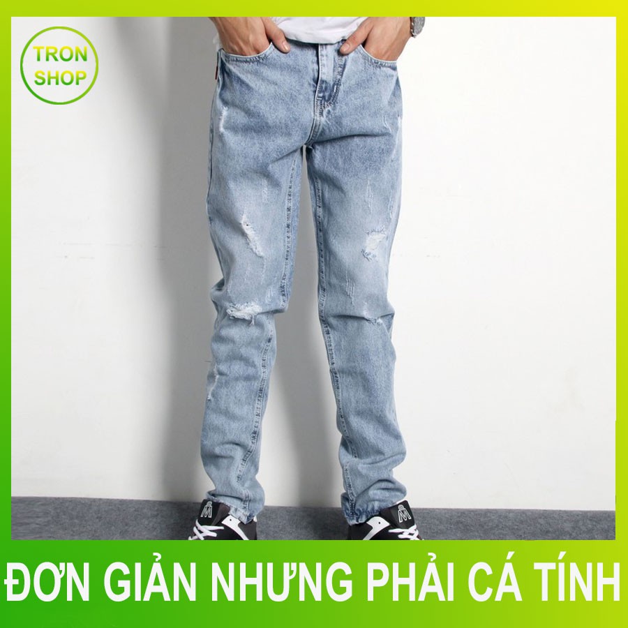 Quần jean nam xanh bạc vải đẹp không phai màu TS497 Tronshop