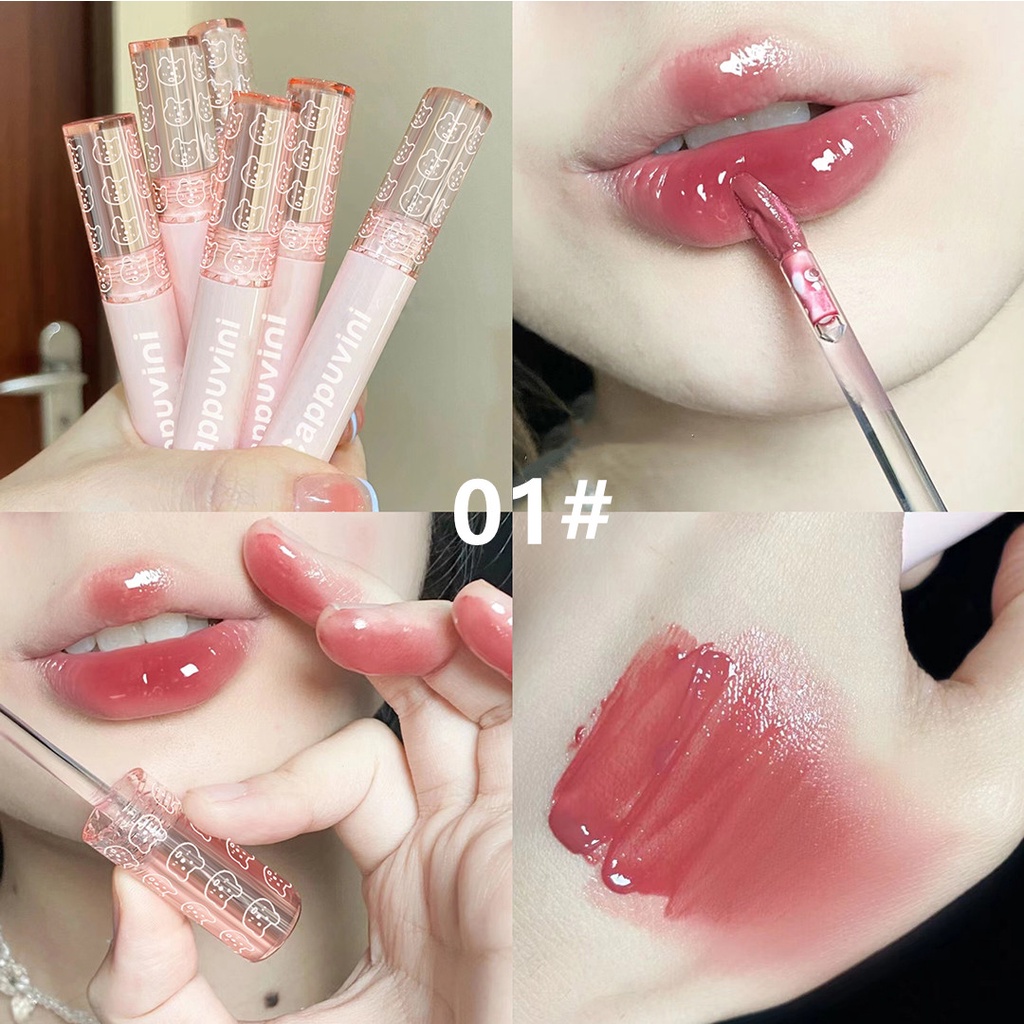 Son Bóng Cappuvini Dưỡng Ẩm Chống Thấm Nước Không Dính Màu Sắc Tươi Tắn Bong Son bóng son cappuvini gấu hồng 6 màu tùy chọn trong suốt tiện dụng cao cấp