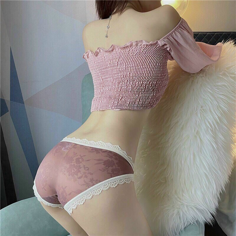 Quần lót nữ ren lụa vân gấm tiểu thư KIMCHIBIKINI đồ chip thun lạnh sexy quyến rũ thoáng mát gợi cảm QL163