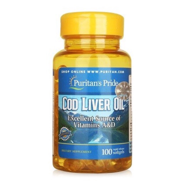 [Mã FMCGMALL - 8% đơn 250K] Bổ não sáng mắt - dầu gan cá tuyết cod liver oil 100 viên nang mềm của Puritan's Pride