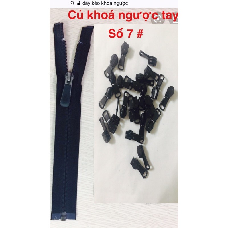 10 củ khoá răng 7 dây kéo khoá ngược màu đen loai xịn