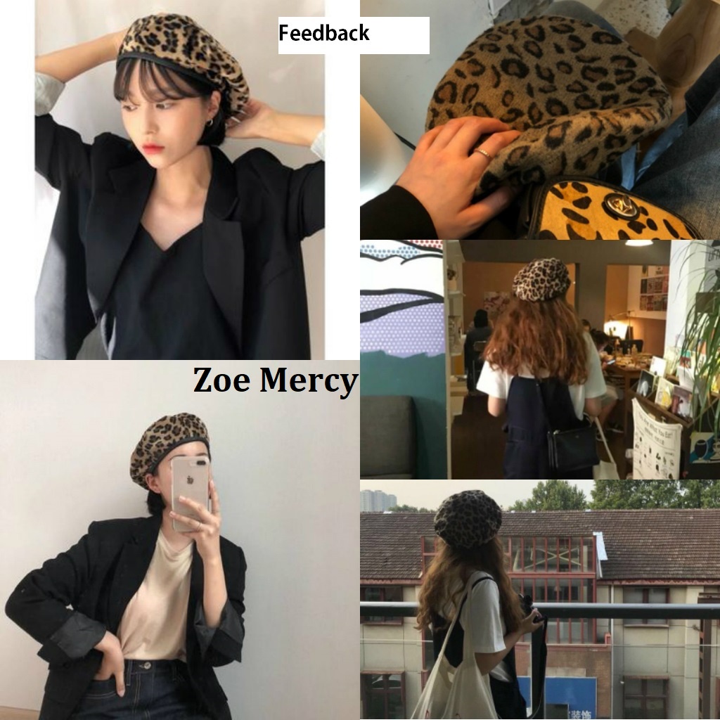-Nón/Mũ nồi dạ họa tiết da beo phong cách Ulzzang