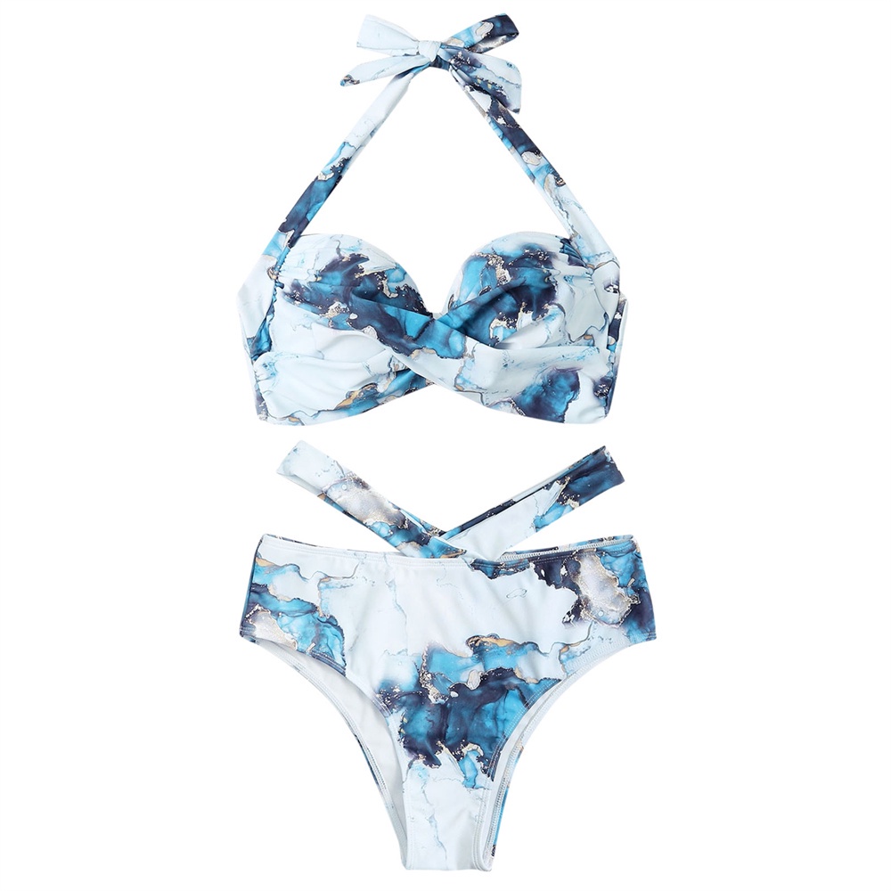 Bộ Bikini Hai Mảnh Họa Tiết Đá Hoa Cương Có Đệm Nâng Ngực 2022 Thời Trang Mùa Hè Quyến Rũ Cho Nữ