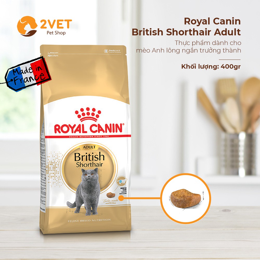 Thực Phẩm RC - BRITISH SHORTHAIR ADULT - Hạt Khô Dinh Dưỡng Dành Cho Mèo Anh Lông Ngắn - Gói 400G