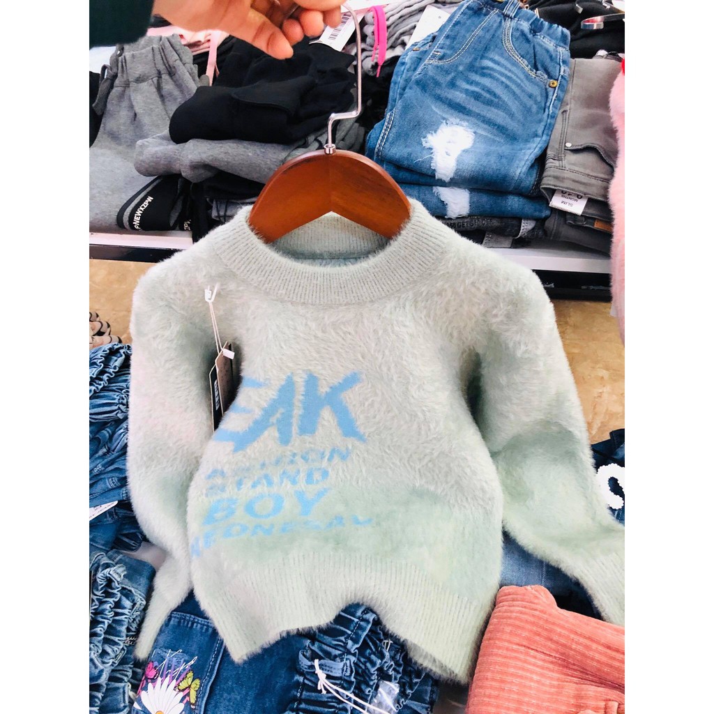 Áo len lông thỏ màu cực tây cho bé