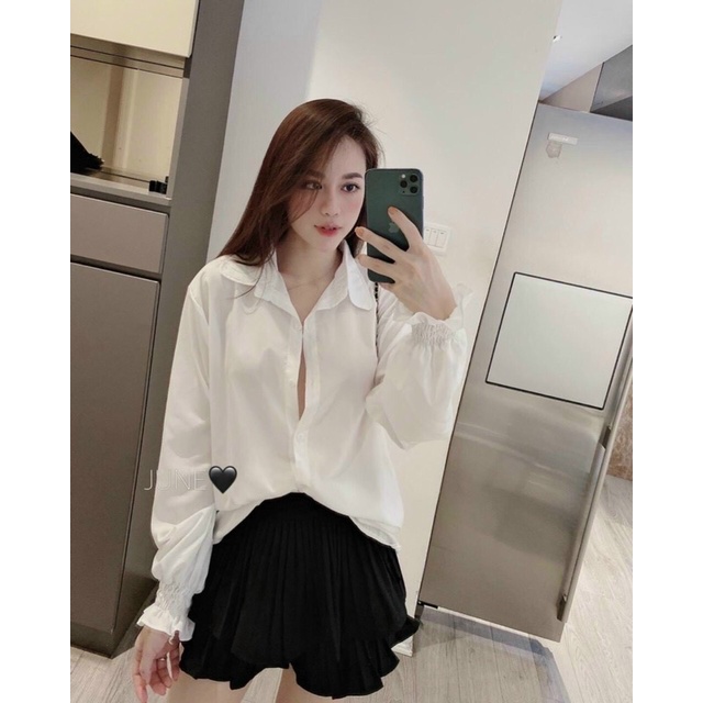 Áo sơ mi tay chun bassic phong cách hàn quốc b80