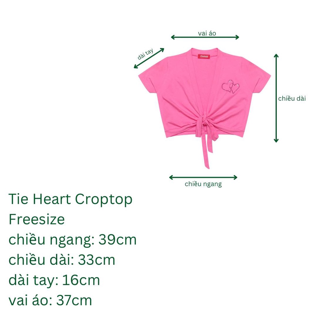 Áo ERRORIST Tie Heart Crop hồng / xanh