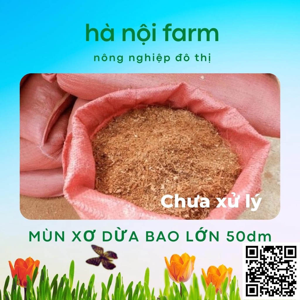 Mùn dừa, xơ dừa trồng cây bao lớn chưa qua xử lý - bao 50dm