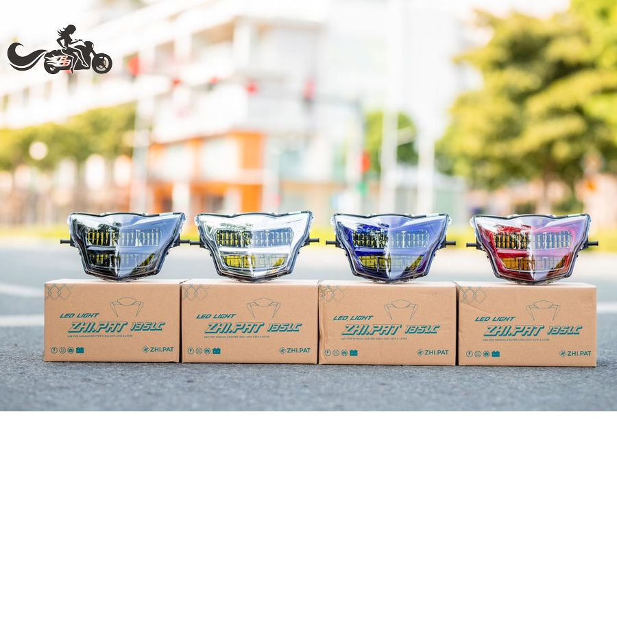 Đèn Pha Led 2 Tầng Xe Exciter 135 2011-2014 Chính Hãng Zhi.Pat Cao Cấp, Siêu Sáng. Màu Trắng Bạc, Đen Khói, Xanh &amp; Đỏ