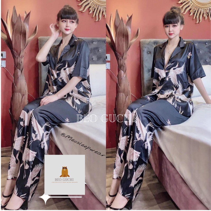 [RẺ VÔ ĐỊCH] Dài Pijama Bigsize 🌸 50-110kg 🌿 Lụa Satin Cao Cấp mẫu hạc sang chảnh tôn dáng - Đồ bộ nữ đồ ngủ mặc nhà | BigBuy360 - bigbuy360.vn