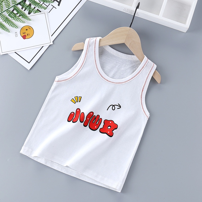 Áo thun sát nách cotton mỏng in họa tiết hoạt hình phong cách Hàn Quốc thời trang mùa hè đáng yêu cho trẻ em 73-130cm