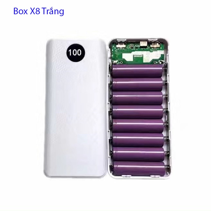 Mạch Sạc dự phòng X8 + Box 8 cell pin 18650 không hàn - KHÔNG CÓ PIN