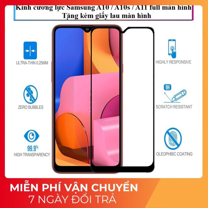 Cường lực Samsung A10 , A10s , A11 full màn hình 10D , chống trầy xước cho màn hình điện thoại