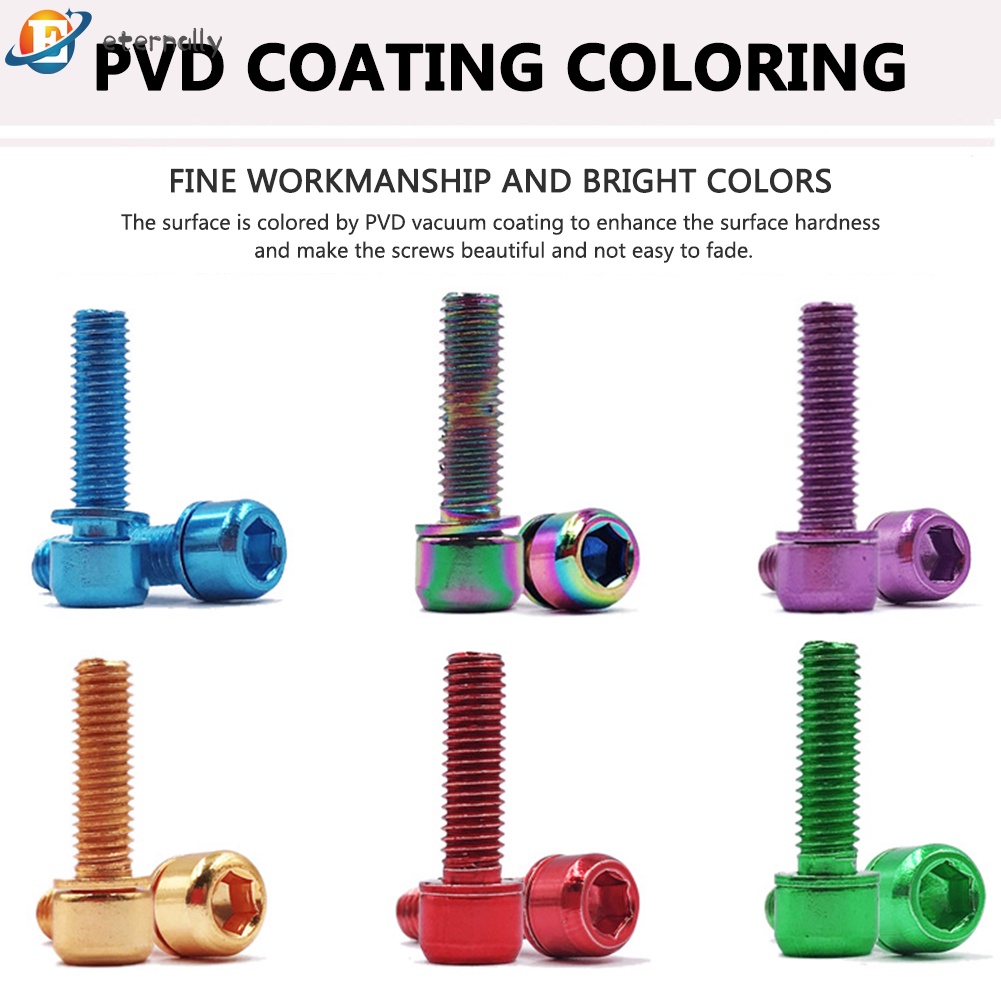 Bộ 6 ốc vít bằng titan M5x18mm kèm vòng đệm cho xe đạp