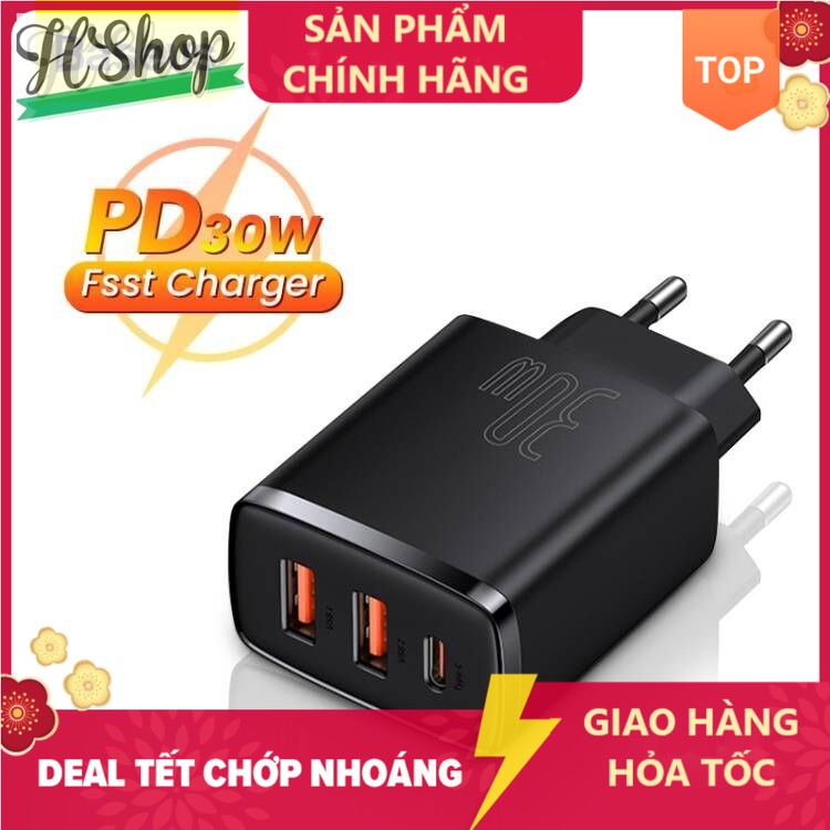 Đầu sạc nhanh Baseus 20W/ 30W cổng USB PD phích cắm US cho điện thoại đi đông smartphone máy tính bảng tablet