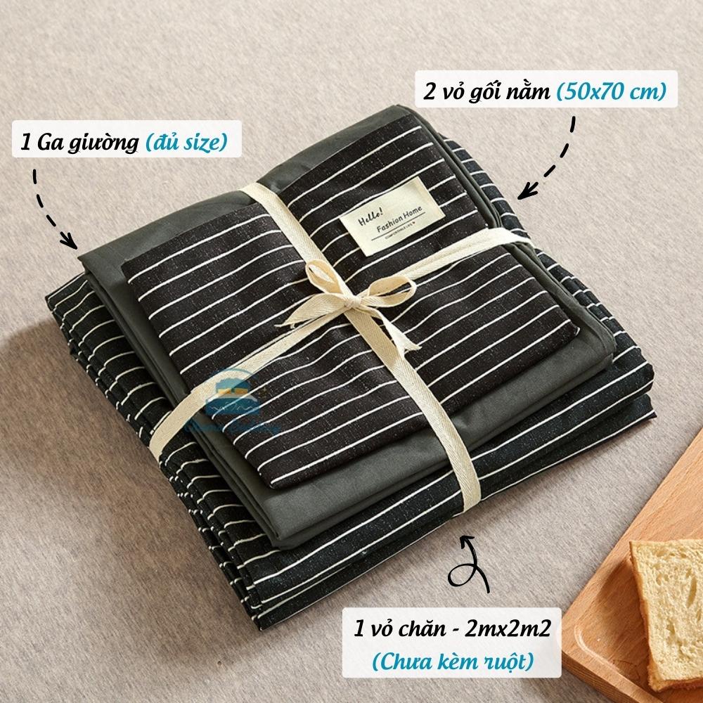 Bộ chăn ga drap giường 100% cotton tici caro kẻ 1m2 1m6 1m8 , Bộ ga giường cotton 2m2 miễn phí bo chun - Otama Bedding