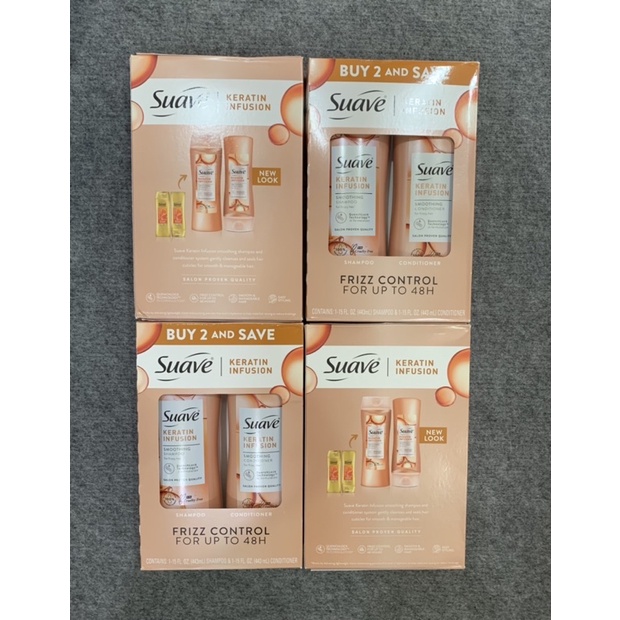 Set_GỘI_XẢ #SUAVE_KERATIN CỦA Mỹ chai 443ml