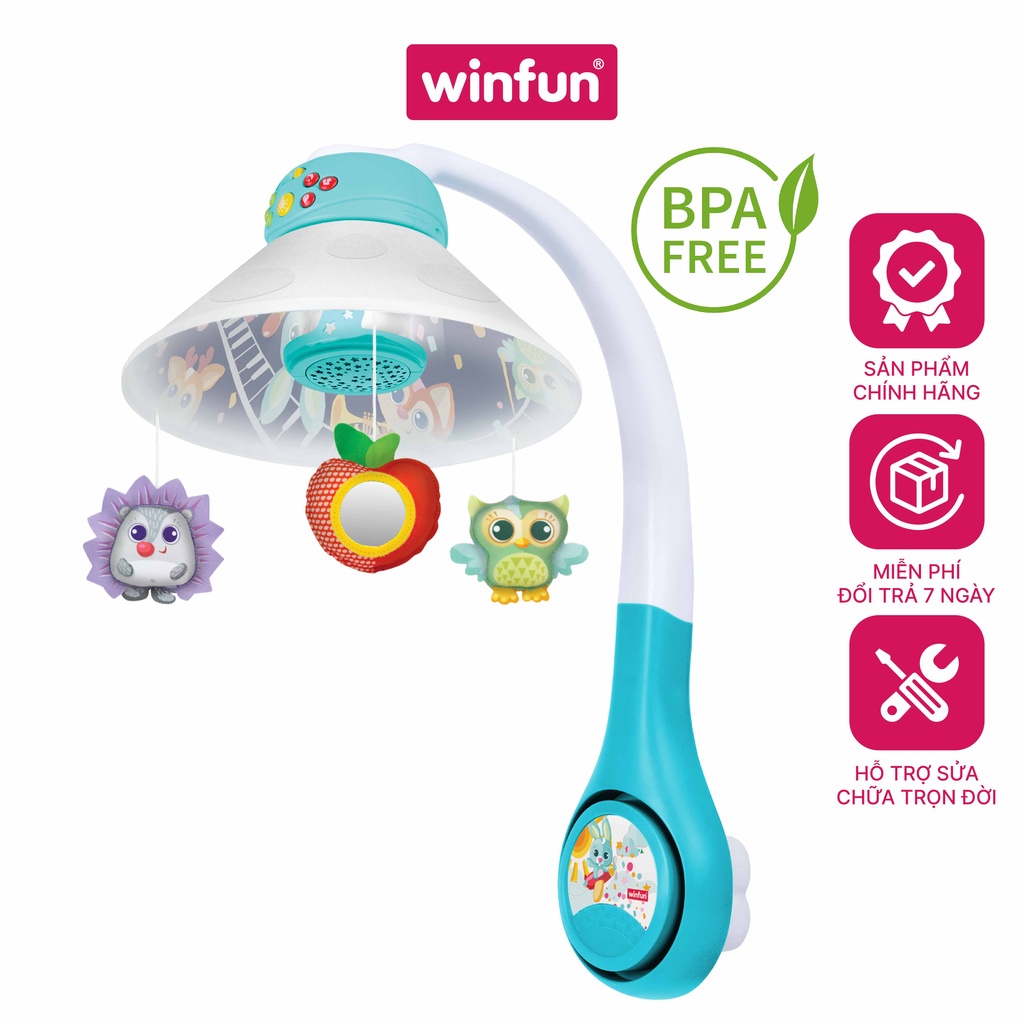 Đèn chiếu ru ngủ 3 chức năng, 2 chế độ nhạc và xoay tự động cho bé từ sơ sinh Winfun 720005