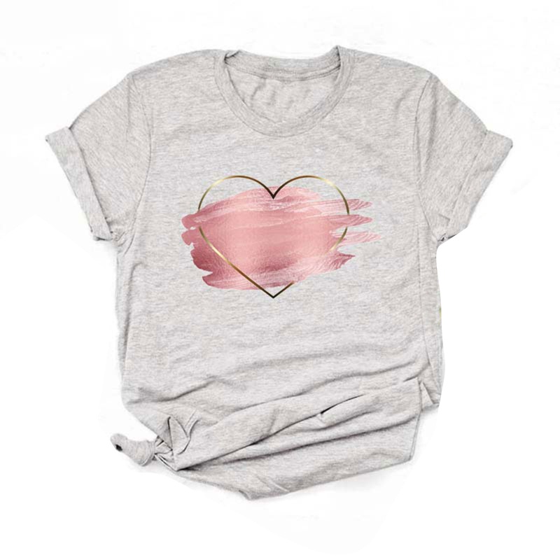 Xiangbao Áo Thun Tay Ngắn Cổ Tròn In Hình Trái Tim Họa Tiết Da Báo Ngọt Ngào Đơn Giản Thời Trang Mùa Hè Cho
