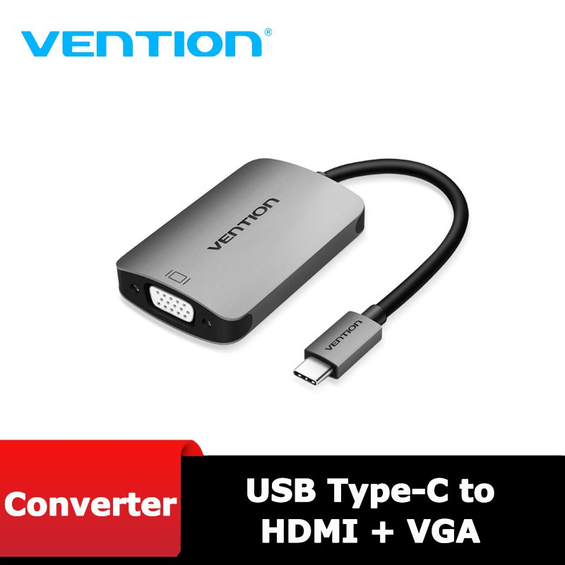 [Mã 2404EL10K giảm 10K đơn 20K] Cáp chuyển đổi Type- C ra HDMI + VGA Vention CGKHA - BEN