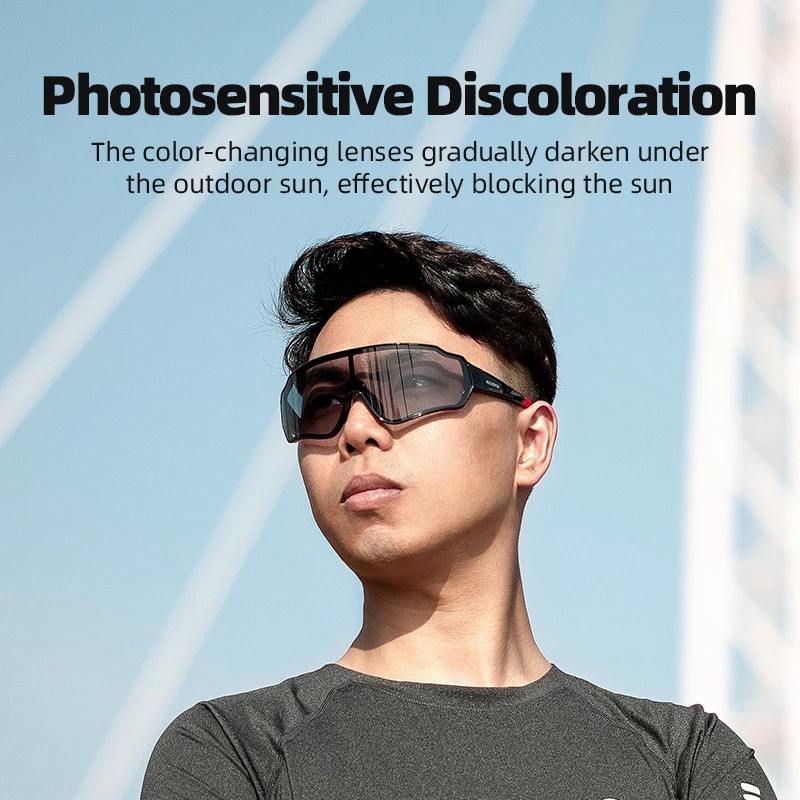 Kính ROCKBROS Đi Xe Đạp Phân Cực Với Tròng Kính Photochromic Chống Gió Chống Bụi UV400 Cho Nam Và Nữ (1 size )