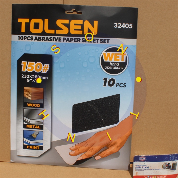 [BÁN LẺ 1 TỜ] Giấy Nhám NƯỚC TOLSEN mịn, thô (nhám ô tô) P2000, P1000, P800, P600, P 400, P240, P180 , P150, P80