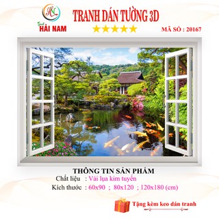 Tranh dán tường cửa sổ 3D - kích thước theo yêu cầu