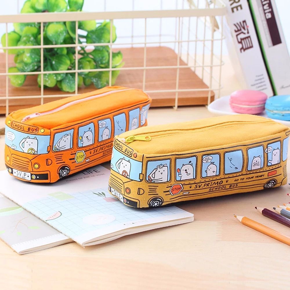 EDDIE Túi đựng bút bằng vải canvas sức chứa lớn họa tiết hoạt hình động vật sáng tạo dễ thương