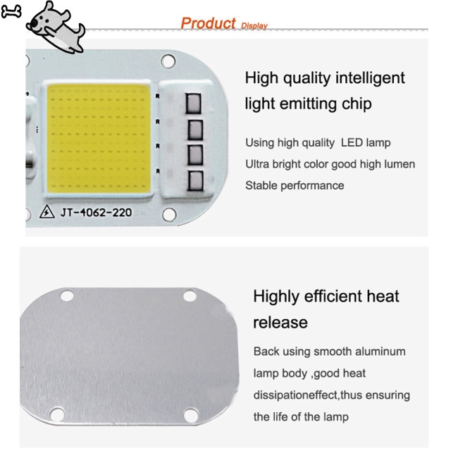 AC 220V 20W/30W/50W Free Driver High Pressure LED Chip COB Light Source