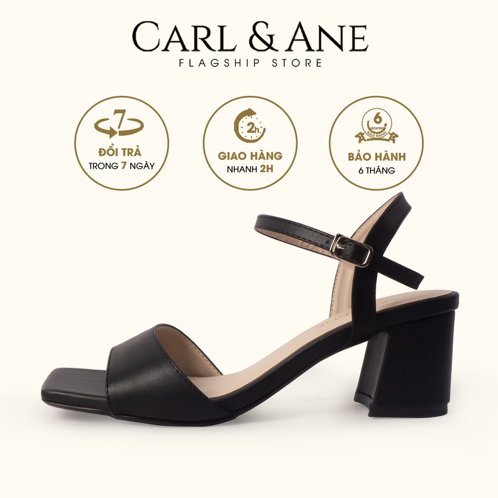 Carl &amp; Ane - Giày sandal cao gót quai ngang phối dây cao 5cm màu đen _ CS010