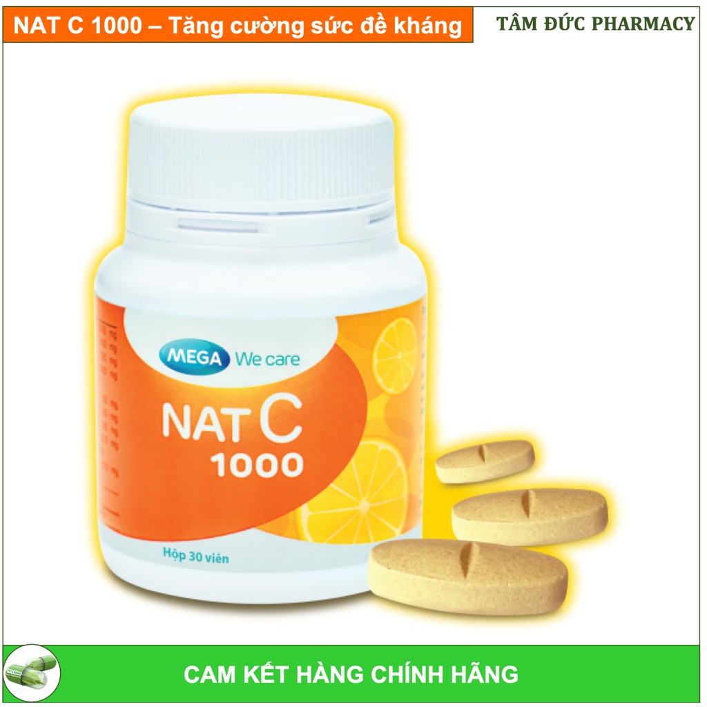 NAT C 1000 Hộp 30 - 60 viên uống Vitamin C NATC 1000mg - Mega we care