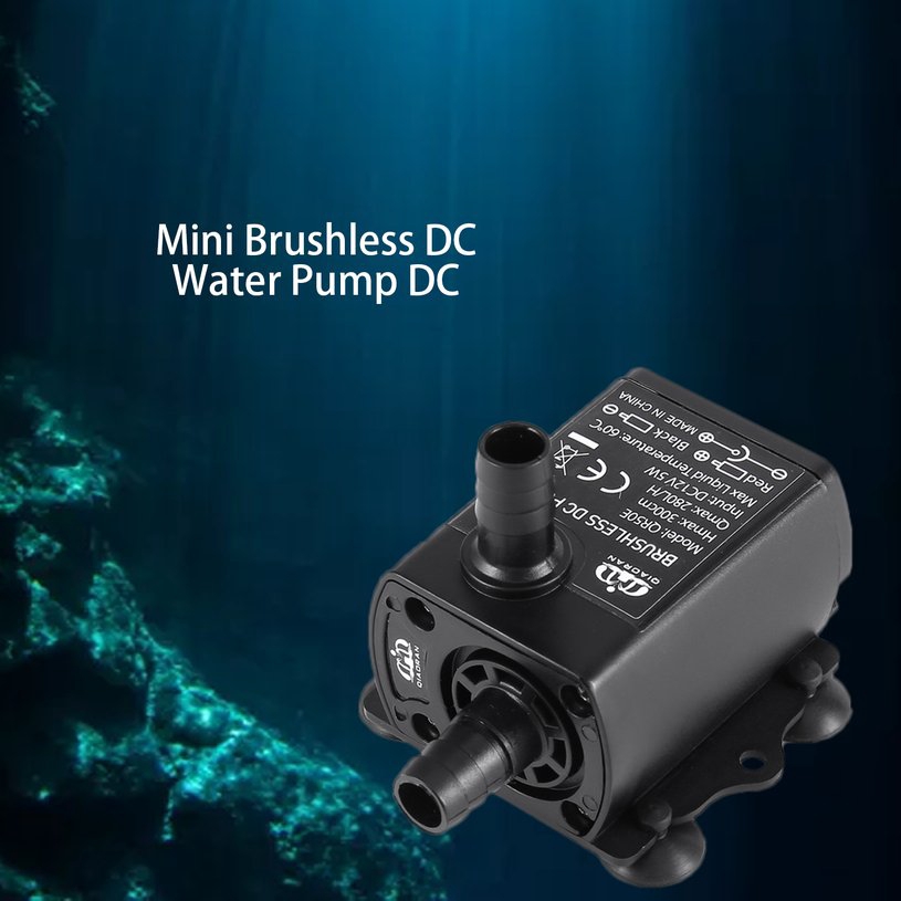 Máy Bơm Nước Dc Không Chổi Than Mini Dc 12V 5W 280L / H Nâng 300Cm Cho Đài Phun Nước Chìm