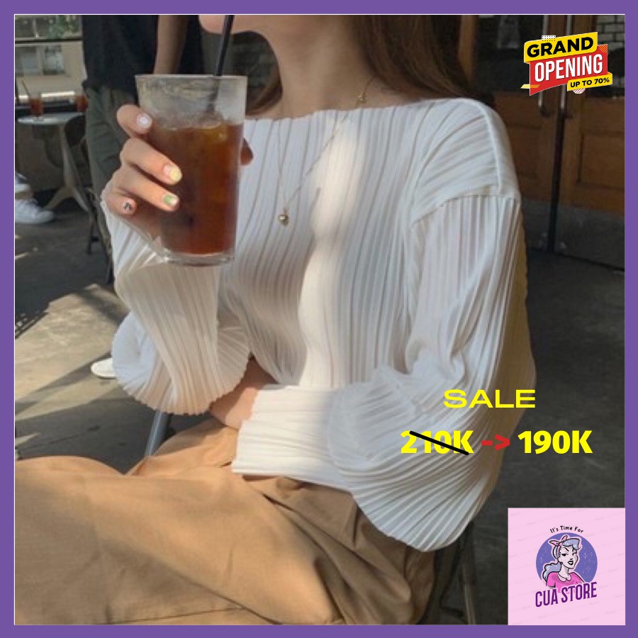 Áo xếp ly style Hàn Quốc - áo kiểu nữ ulzzang chất lụa hàng Quảng Châu (kèm ảnh thật)