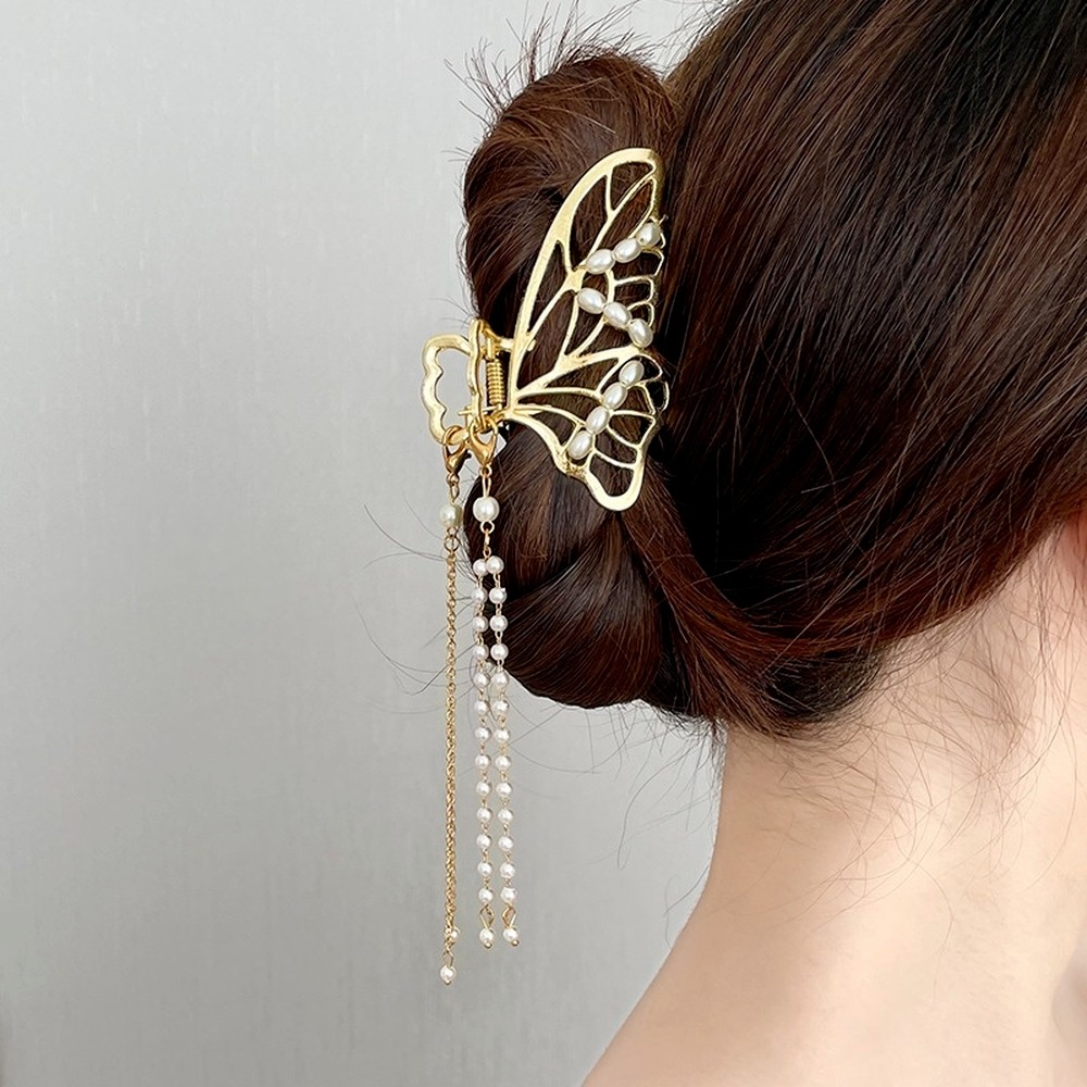 Kẹp Tóc Càng Cua Đính Mặt Hình Bướm Vintage Cho Nữ