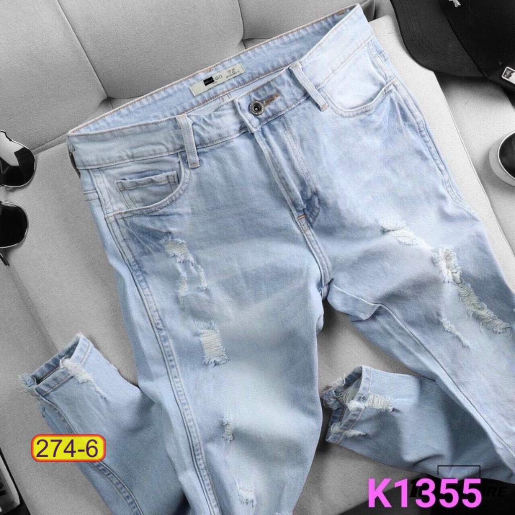 Quần Dài Jeans Nam Rách Chất Liệu Co Dãn Thời Trang Cao Cấp Phong Cáchtrẻ Trung Cực Hot - Hazo