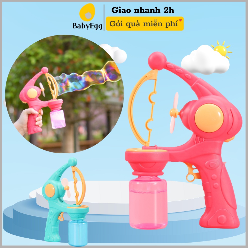 Súng bắn phun bong bóng màu hồng hình cá đồ chơi trẻ em bé trai bé gái cho mọi lứa tuổi 2 3 4 5 6 7 tuổi babyegg baby eg
