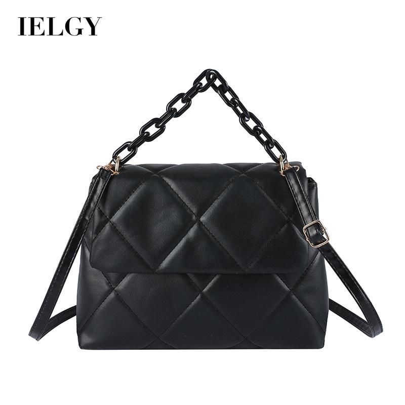 Túi đeo chéo IELGY dáng vuông nhỏ trơn mịn có khóa kéo cho nữ