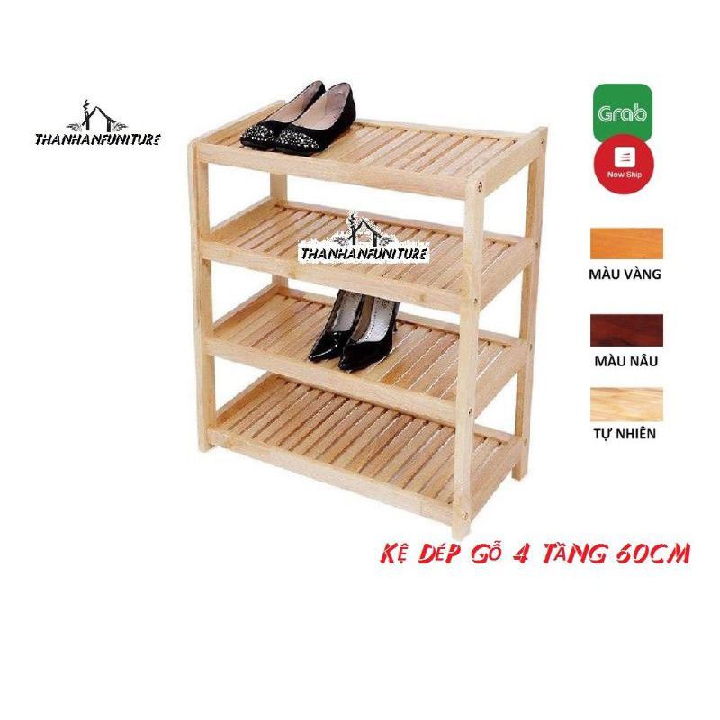 [Giao Hàng Hoả Tốc TP HCM] Kệ dép gỗ 4 tầng 60cm, kệ để giày dép 4 tầng ngang 60cm