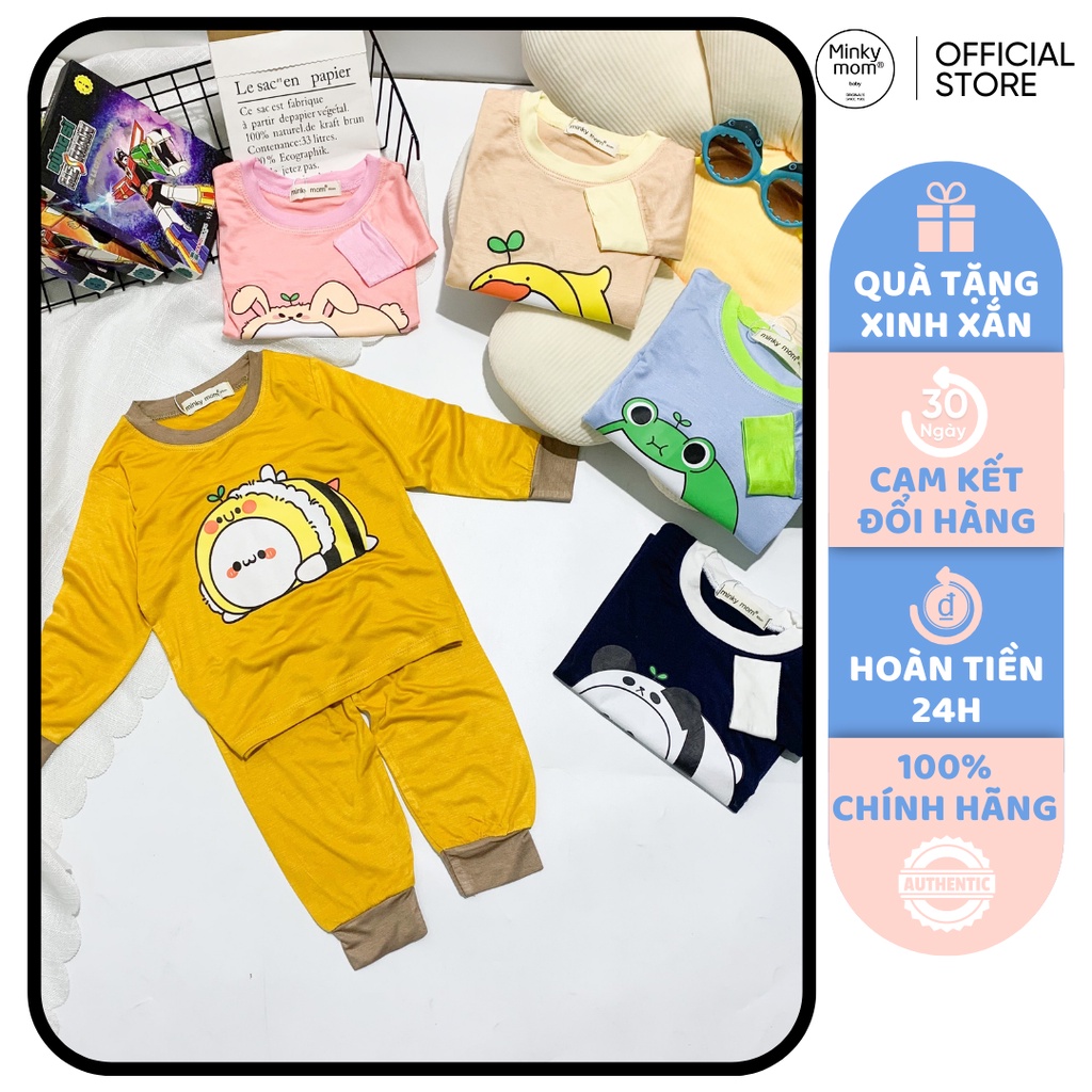 [SALE] Bộ Quần Áo Bé Gái, Bé Trai Minky Mom Hoạ Tiết Gấu Trúc Đáng Yêu, Bộ Dài Tay Thun Lạnh Cho Bé Mặc Nhà MKMTD2218