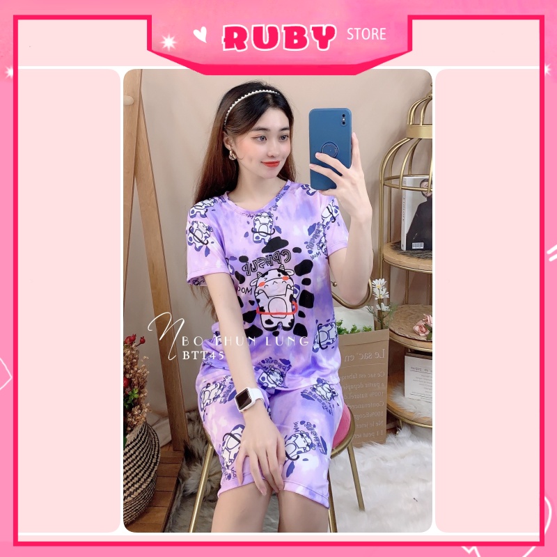 Đồ bộ Bò Sữa nữ mặc nhà Free Size Dưới 47KG chất thun mềm mịn ❤ Rubystorevn
