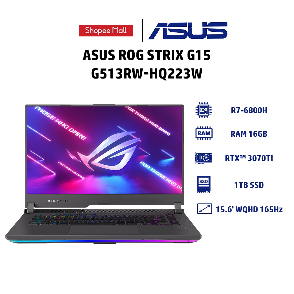 Laptop ASUS ROG Strix G15 G513RW-HQ223W R7-6800H | 16GB | 1TB | GeForce RTX™ 3070Ti 8GB