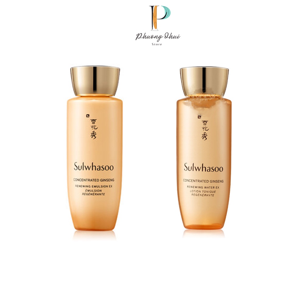 Cặp Nước Hoa Hồng, Sữa Dưỡng Ẩm Nhân Sâm Sulwhasoo Concentrated Ginseng Renewing Emulsion Ex 25ml