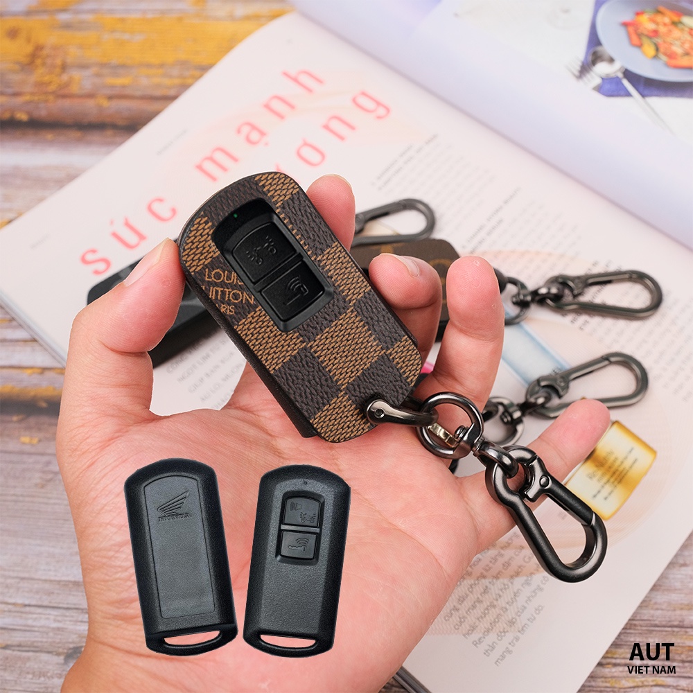 Bao da bảo vệ chìa khóa Honda Air Blade, Vario150, Lead, Vision 2 nút bấm, handmade