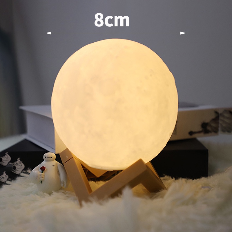 Đèn LED để bàn hình mặt trăng 3D 8cm độc đáo