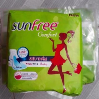 Combo 8 gói Băng vệ sinh sunfree có cánh 24cm